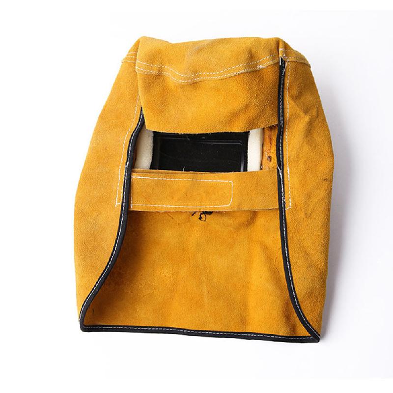 UYANGG Leather Welding Helmet Mask Solar Flip Cover Lens Breathable Leather Welding Clamshell Helmet Welder Security Protection