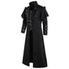 Vintage Halloween Medieval Steampunk Assassin Elves Pirate Costume Adult Men Black Long Split Jacket Gothic Armor Leather Coats