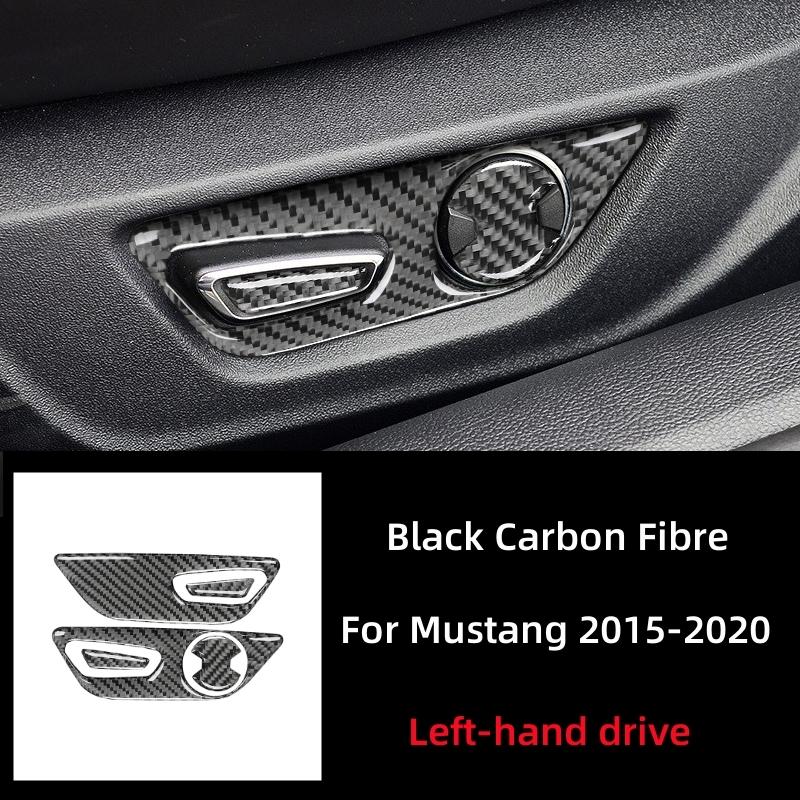 For Ford Mustang GT 2015-2021 Car Accessories Carbon Fiber Interior Car Seat Adjust Button Panel Frame Trim Cover Sticker Decor