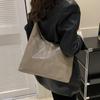 Solid Color Commuting Shoulder Bag Large Capacity Vintage Underarm Bag Soft Leather Tote Bag  Women
