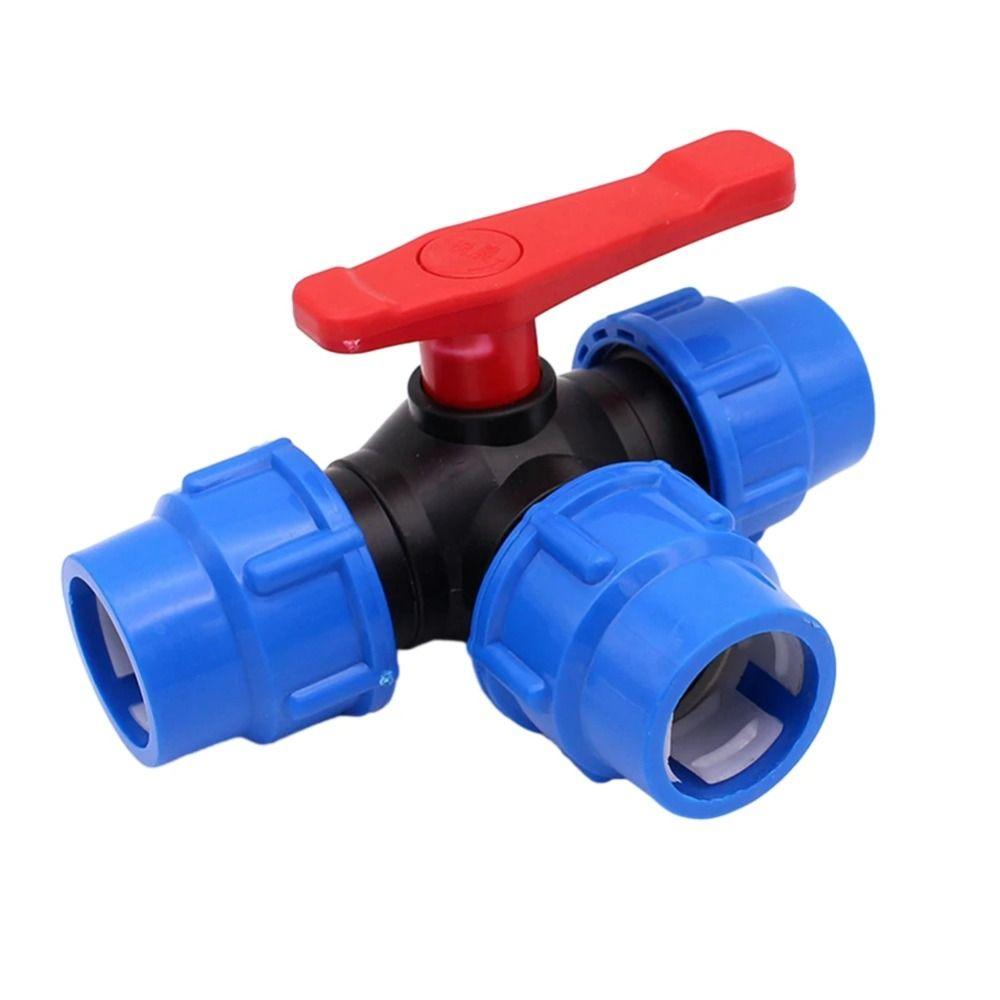 Irrigation PE Pipe Faucet Diverter 20/25/32/40/50mm Water Pipe Fittings 3-Way Ball Valve  Household