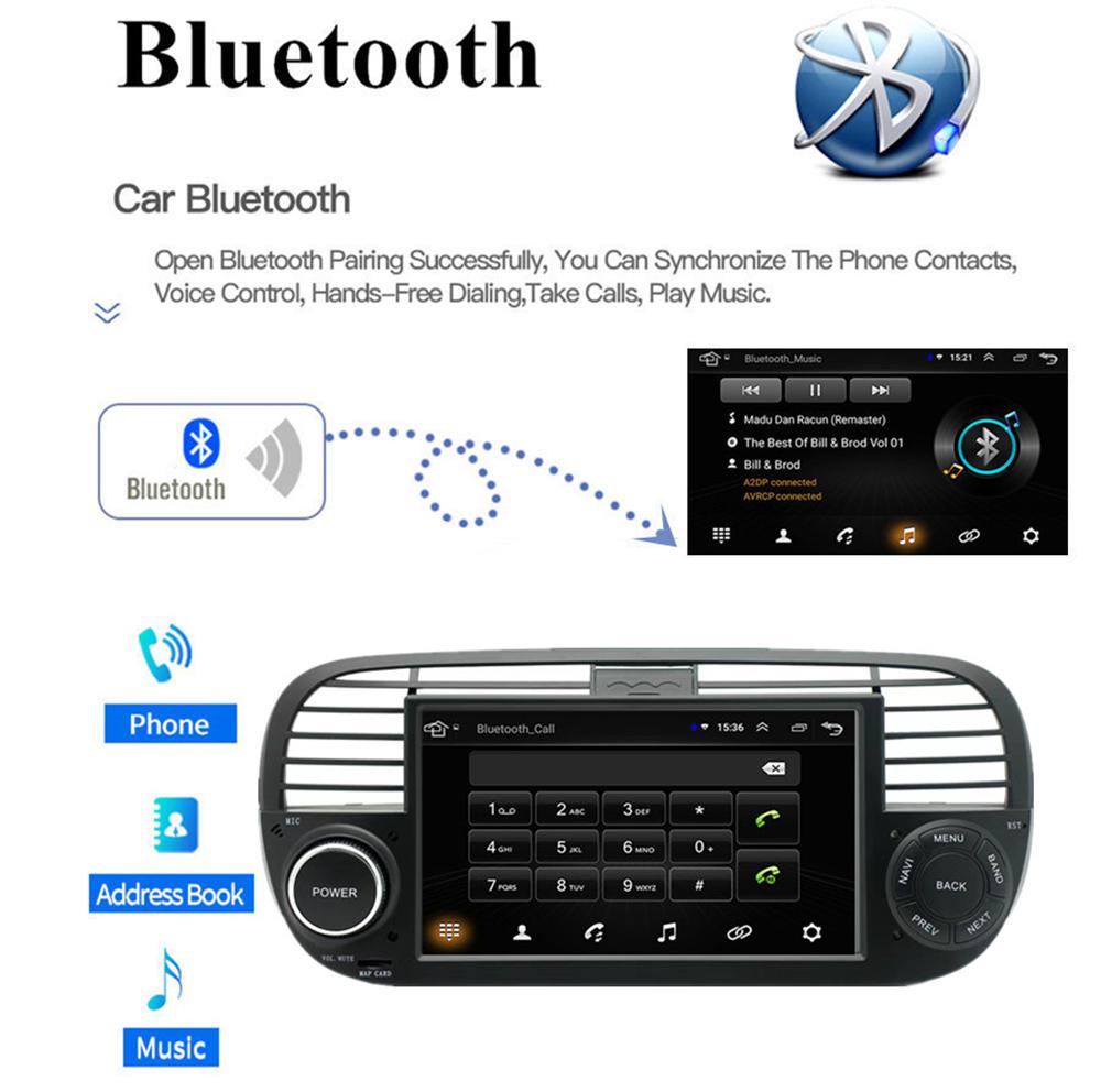 7-дюймовая автомагнитола Android 11 Стерео Навигационный Плеер GPS Wifi FM для Fiat 500 2007-2015