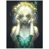 Полный круглый дрель 5D Diy Алмазная картина Мультфильм девушка Алмазная вышивка Бабочка Фея Вышивка крестом