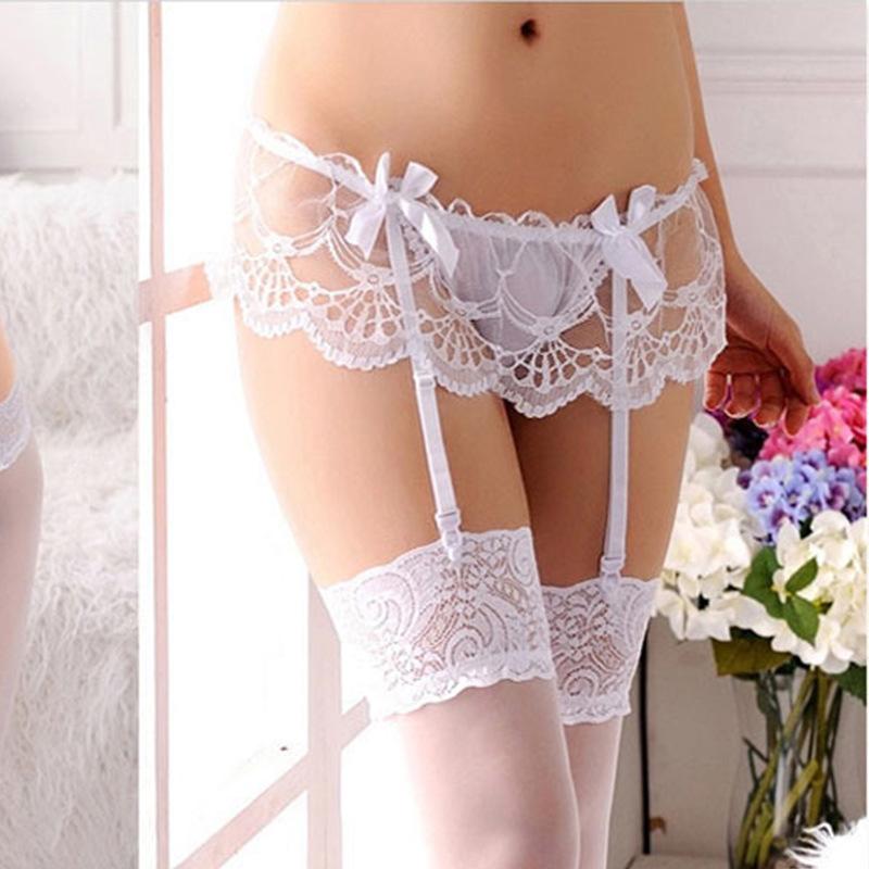 Sex Underwear Sexy Sex Garter Belt Lace Transparent Stockings Hollow Bow Garter Buckle Sex Accessories
