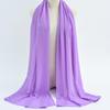 Women's Solid Color Pearl Chiffon Bubble Scarf, Long Silk Headscarf, 70x180cm, Middle Eastern Style