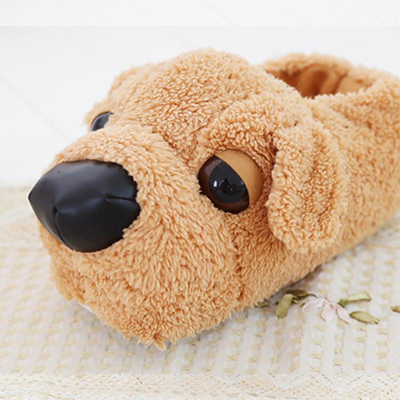 Забавные тапочки женские зимние мультяшные собаки все включено толстые хлопковые тапочки для пар милые теплые домашние плюшевые туфли женские большие размеры