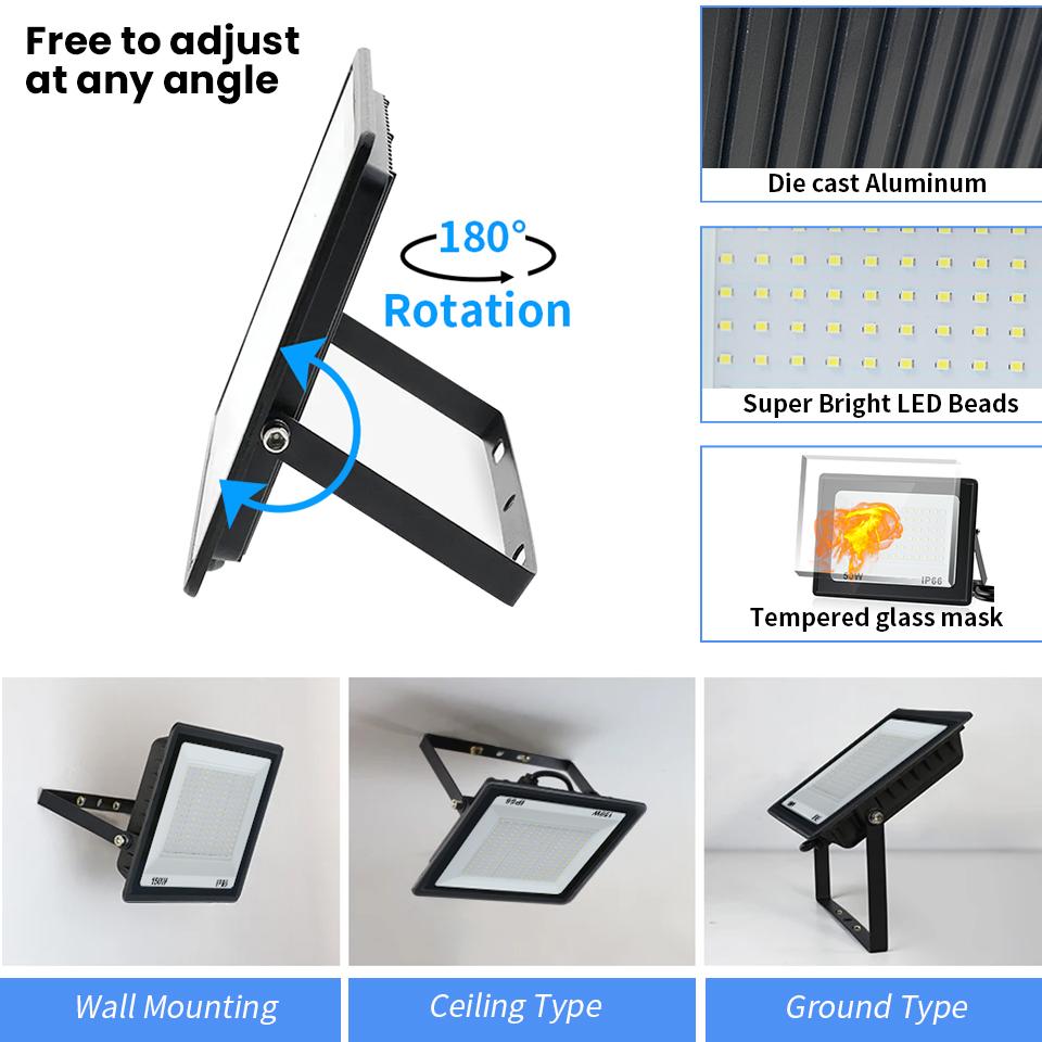 LED Flood Light 10W 20W 30W 50W 100W 150W 200W 300W Reflector Outdoor Spotlight Street Light Led Exterior Wall Lamp For Garden