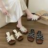 Summer Fashion New Beautiful Pearl Square and Slippers Women Wear Comfortable Soft Bottom One-word Drag