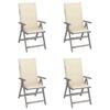 VidaXL Set of 4 Reclining Garden Chairs with Cushions, Patio Seats, Dining Chairs, Patio Furniture 3065379