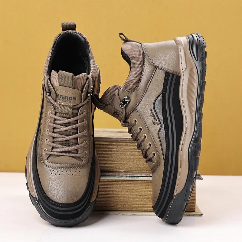 Модная итальянская мужская обувь 2024Новая классическая модная обувь из натуральной кожи Уличная удобная противоскользящая плоская дизайнерская обувь Ботинки на шнуровке Спортивная повседневная обувь