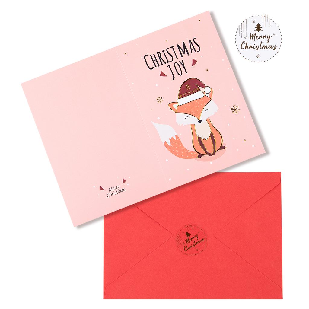 Merry Christmas Fold Greeting Cards with Envelope Xmas Party DIY Gifts Box Card for New Year Festival Decorations Navidad Noel