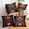 Spooky Halloween Pillow Covers 45x45cm - Colorful Sugar Skull Printed Cushion Cases, Pillow Cover for Sofa Living Room