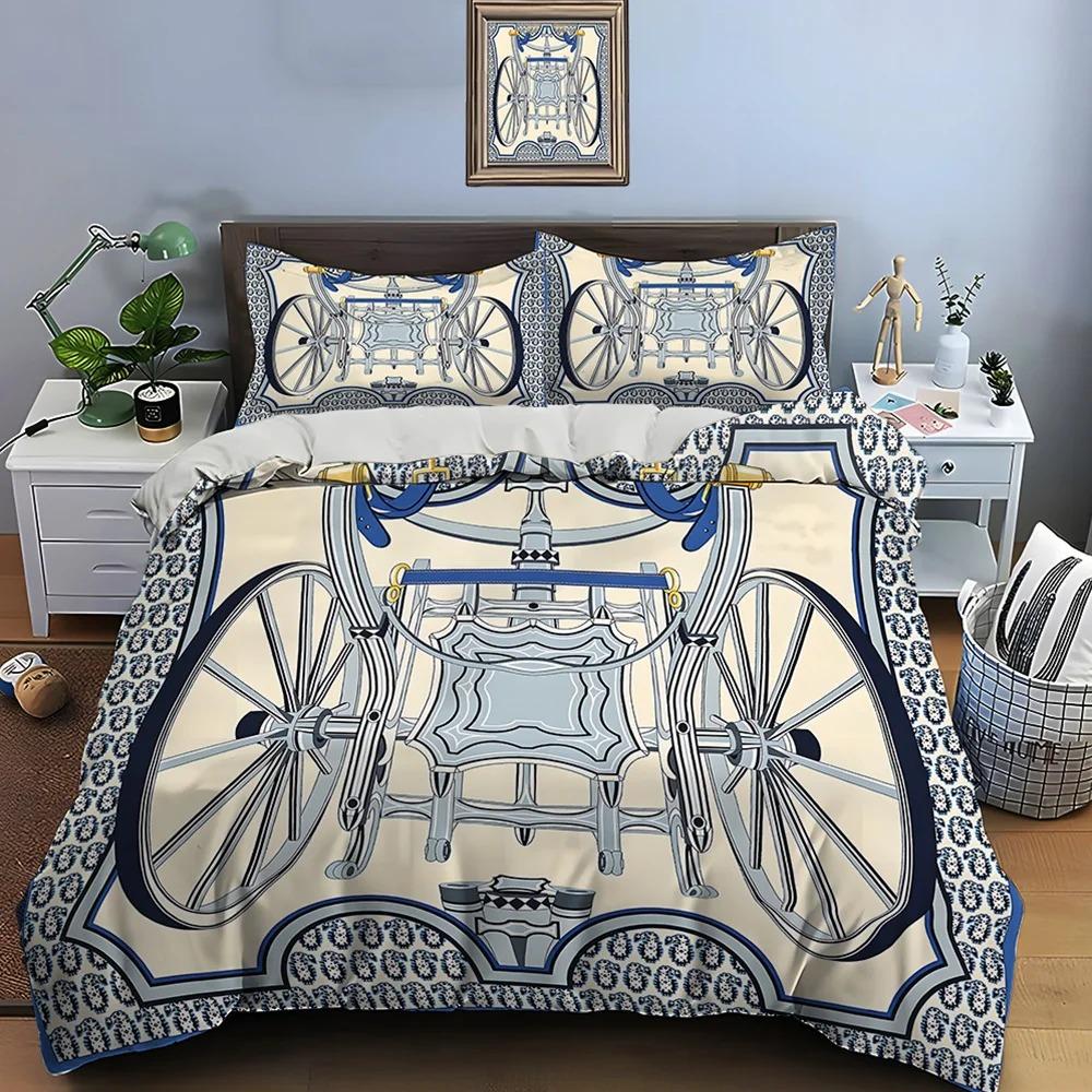 Retro Horse Harness Art Print Bedding Set 1 Duvet Cover 1/2 Pillowcases Adult and Children Bedding Set Luxury Gifts