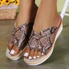 Fashion Snakeskin Pattern Wedge Sandals for Women Casual Pu Leather Platform Slippers Woman Summer Comfort Slip On Beach Sandalias Mujer