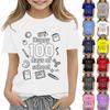 Kids Fashion Casual Short Sleeve 100 Day School Anniversary Printed Round Neck T-Shirt Top