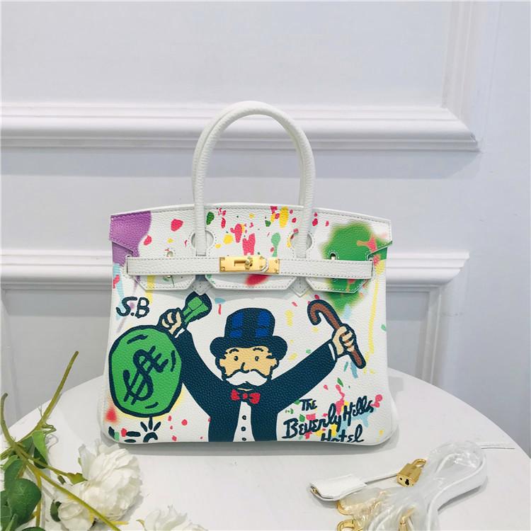 2021 Новый платиновый мешок первый слой коровья кожа окрашенный аэрозольной краской граффити сумка портативный наплечный мессенджер персонализированный женский мешок тренд