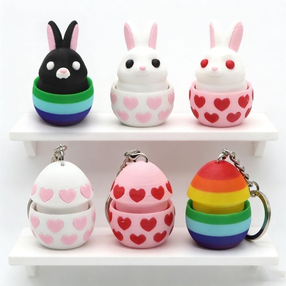 Plastic 3D Print Easter Egg Pressed Multi-color Easter Egg Model Surprise Egg DIY Crafts Easter Party Decor Home Decoration