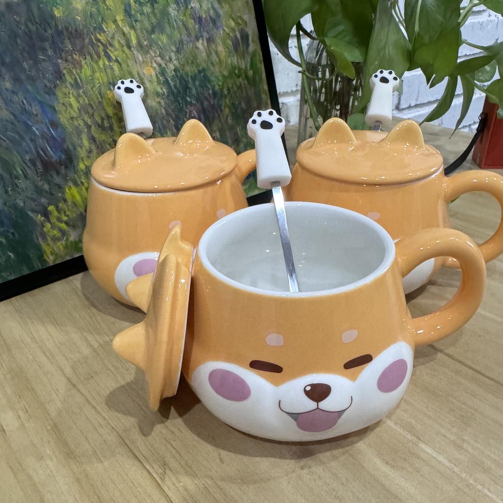 Shiba Inu Ceramic Cup High Appearance Level Large Capacity Coffee Cup with Spoon Cute Girls Children's Office Home
