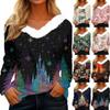 Рубашки с длинным рукавом для женщин Милые топы Рождественские принты Футболки Блузки Повседневные топы больших размеров Базовые топы Пуловеры