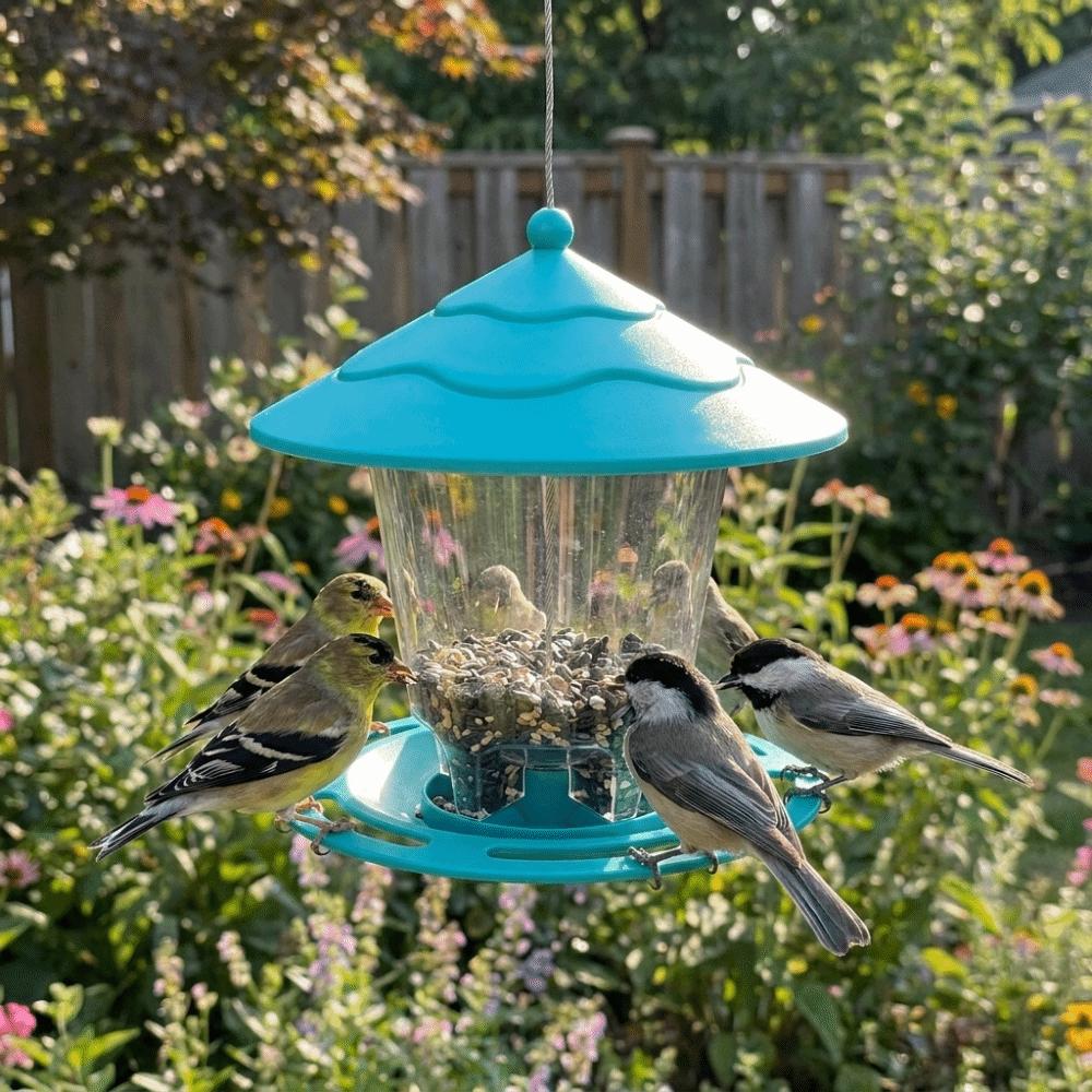 Gazebo Style Bird Feeding Station Large Capacity Hummingbird Feeder Bird Food Container Outdoor