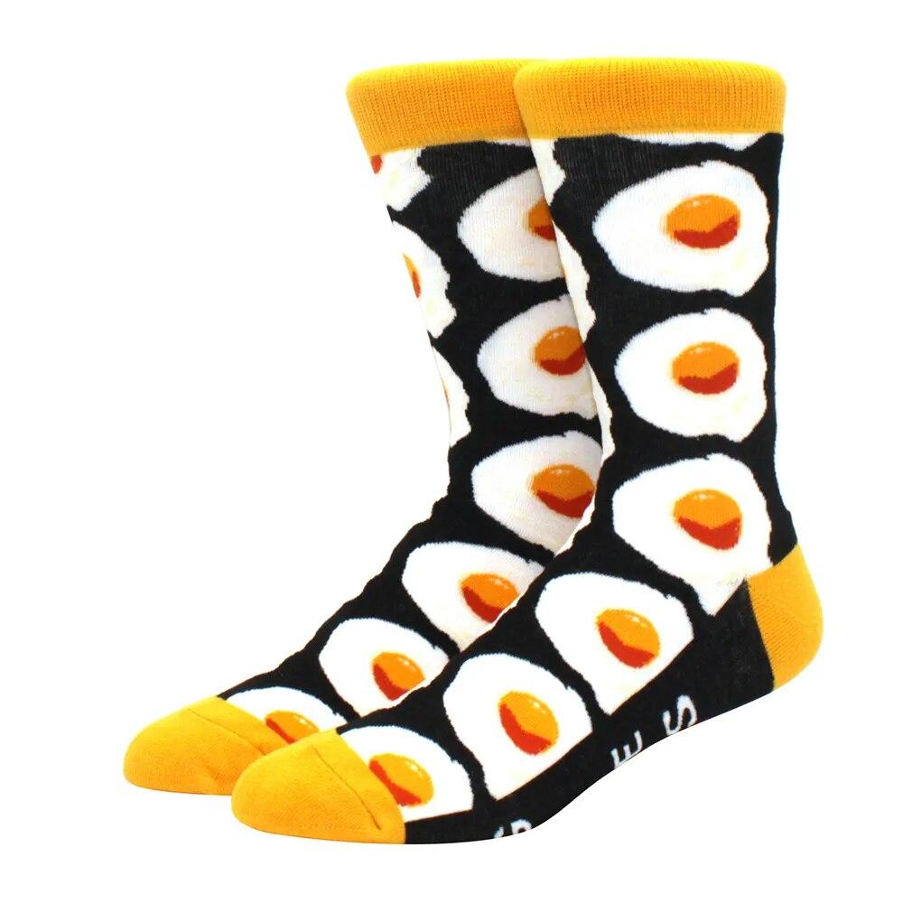 1 пара мужских забавных хип-хоп носков средней длины с принтом скейтборда, пива, счастливого искусства, EU38-46