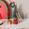 Miniature Christmas Scene Model Wooden Elf Door Set Handmade Mini Wood Door Festive Holiday Dollhouse Decor