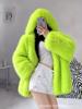 Europe, America, autumn and winter new women's imitation fur jacket imitation fox hair hooded jacket thickened short coat