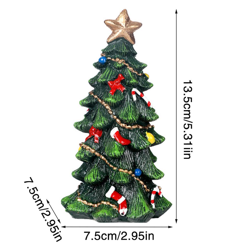 13cm Mini Christmas Tree Decorations Figurine Resin Xmas Tree Ornaments for Home Table Party Decor Holiday Decorative Gifts
