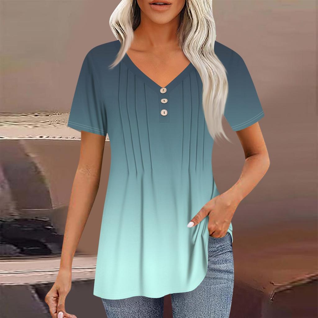 Женские рубашки с короткими рукавами, топы, элегантные повседневные рубашки, топы с V-образным вырезом и плиссировкой
