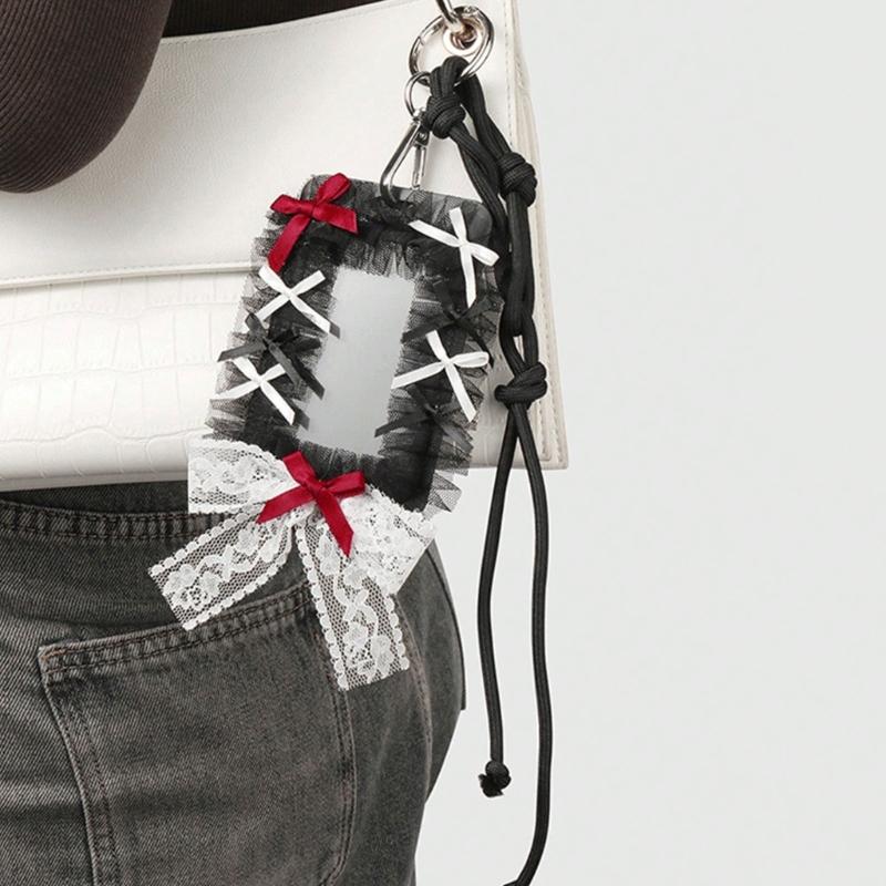 Элегантный Держатель для Бейджа Готский Бант Брелок Бусины Кружево Шарм для Карты Аксессуар Альтернативная Мода Брелок