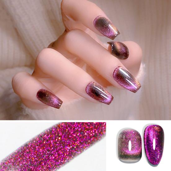 Yousheng 1 флакон 8 мл Лак для ногтей Глиттер Сияющий Меняющий цвет Быстросохнущий Долговечный эффект DIY Не раздражающий Магнитный гель для кошачьего глаза Soak Off УФ-гель