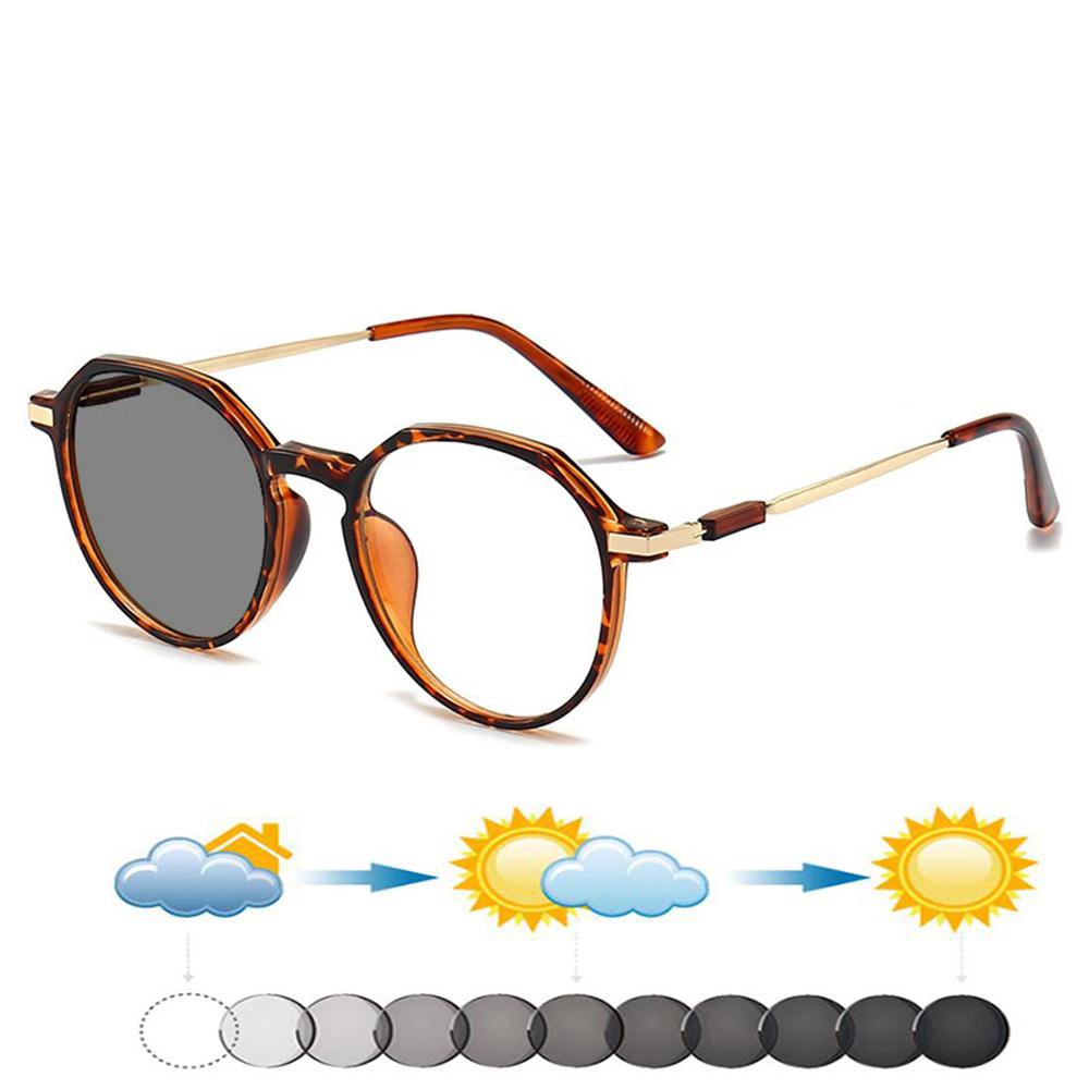 Round Women Retro Oversized Ultralight Comfortable Photochromic Reading Glasses +0.75 To +4