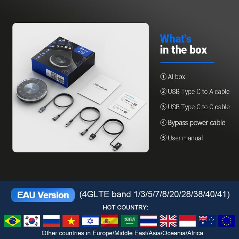 Ottocast P3 CarPlay TV Box for Netflix Spotify Android Auto Car Play Accessories to Wireless AI Adapter Automotive Smart Systems