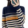 Женская мода, повседневный полосатый принт, осенне-зимние свитера с длинным рукавом и половиной водолазки