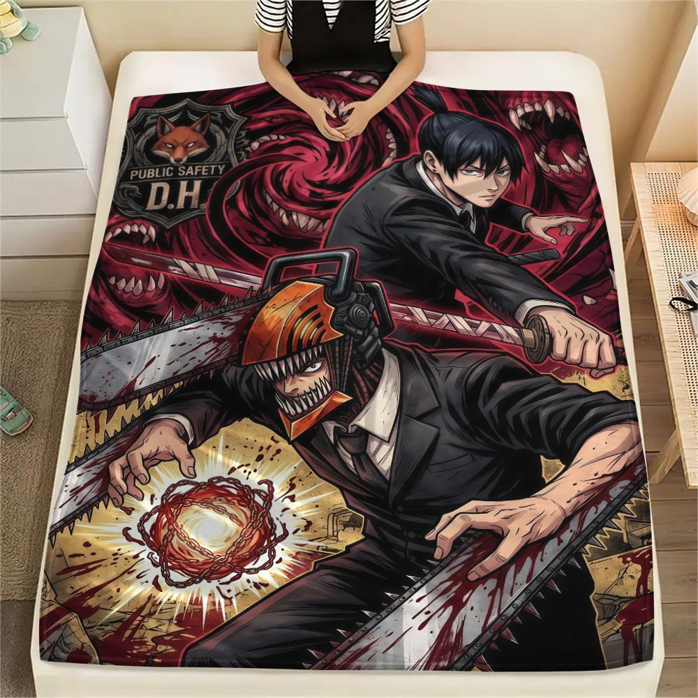 Chainsaw Man posterPrint Flannel Blanket, High quality Comfortable for All Seasons, Home Decor, Warmth and Comfort