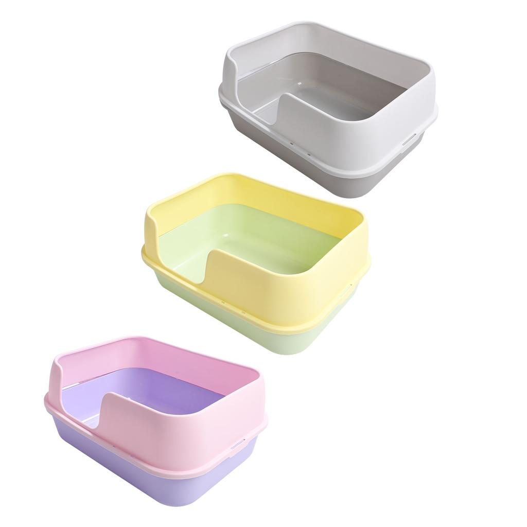 Cat Litter Box Extra Large Semi Enclosed Splash Proof Safe Removable Kitty Litter Pan with Scoop