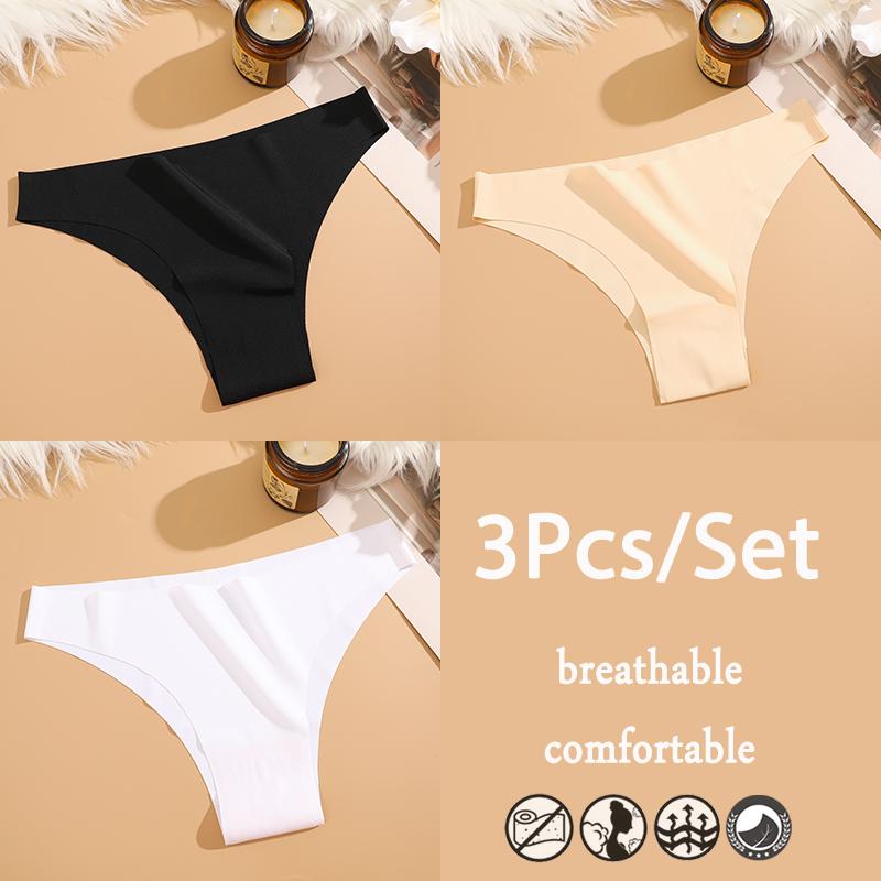 FINETOO 3 шт./компл. бесшовное нижнее белье из ледяного шелка с низкой талией бразильские трусы дышащее высокоэластичное нижнее белье трусики
