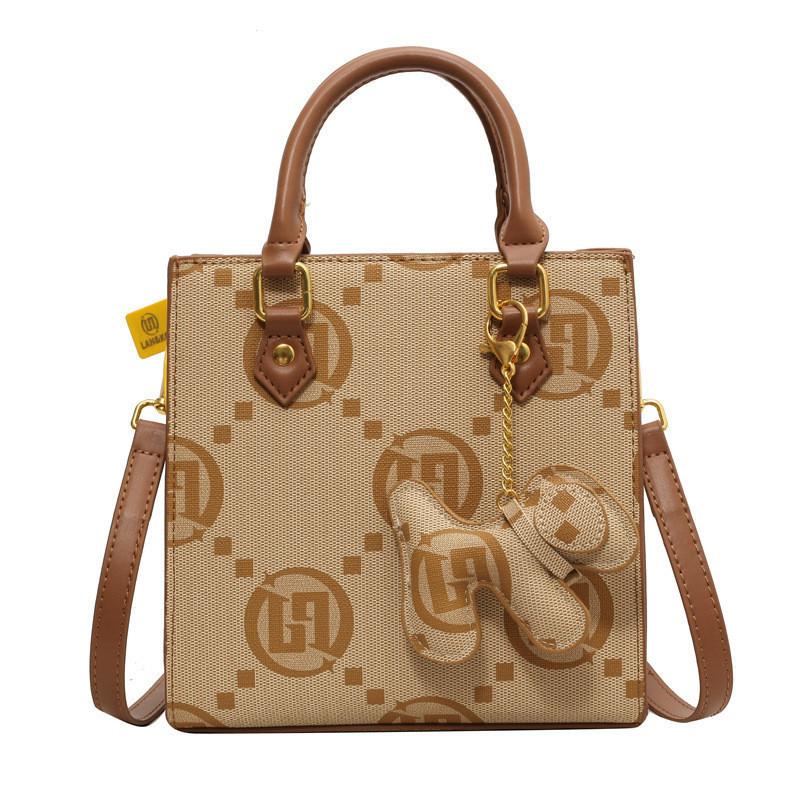 IELGY Women's Canvas Bag, Shoulder Crossbody Textured Portable Small Square Bag