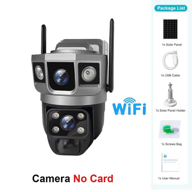 6K 12MP WiFi солнечная камера с двумя объективами наружная водонепроницаемая беспроводная CCTV видеомонитор батареи PIR детектор движения охранная IP-камера