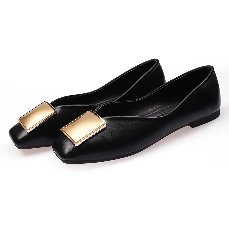 Exquisite Women's Shoes Trendy Fashion Casual Square Head Flat Shoes Soft Bottom Anti Slip Comfortable Large Women's Shoes 35-44
