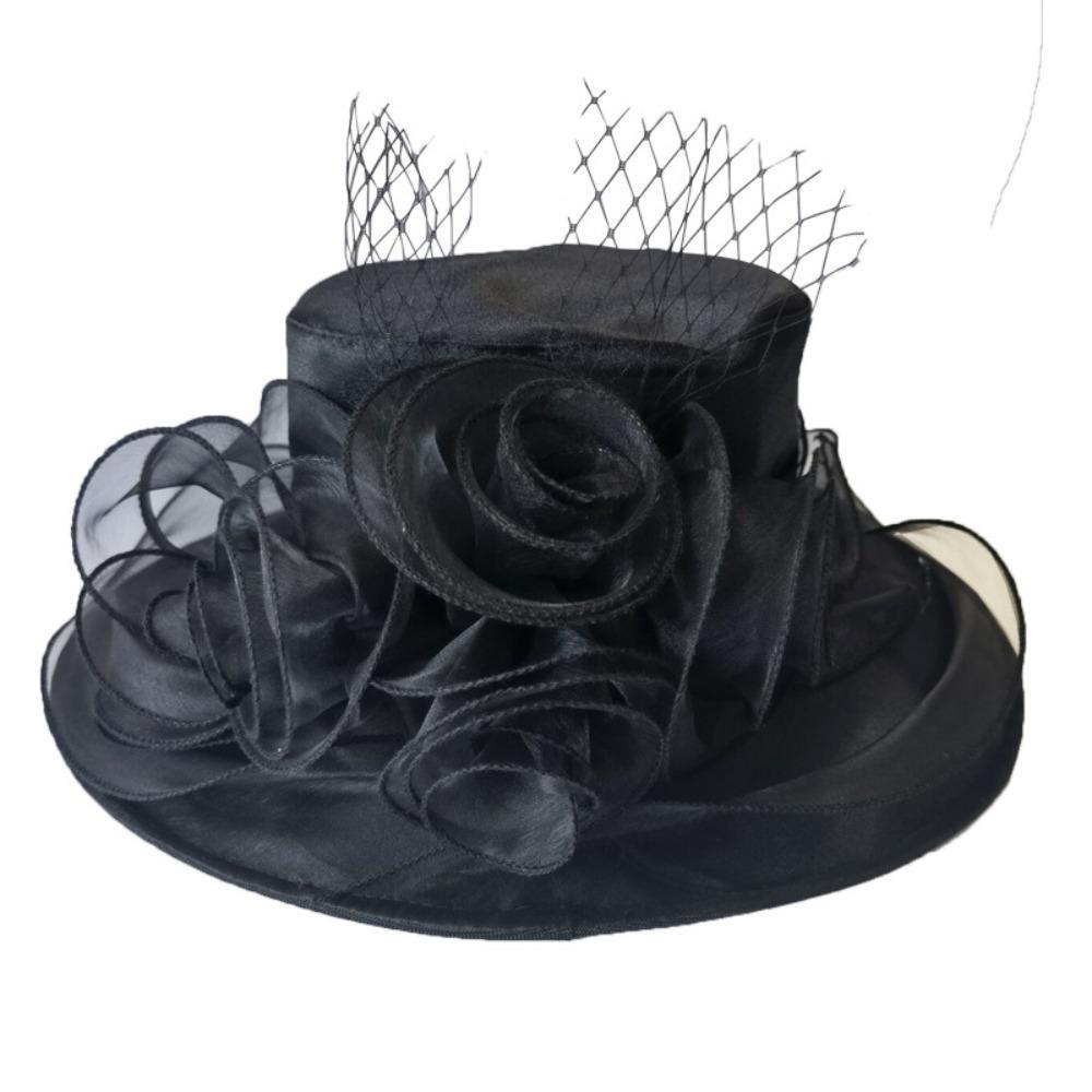 Ruffles Wedding Hat Organza French Vintage Hat Elegant Sunhats