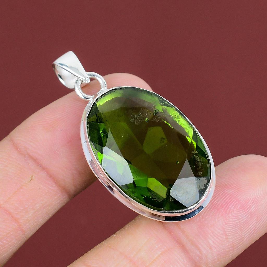 Faceted Peridot Pendant Original Gemstone Pendant Unique Jewelry Handmade Pendant 925 Sterling Silver Pendant Peridot Jewelry Wedding Gifts