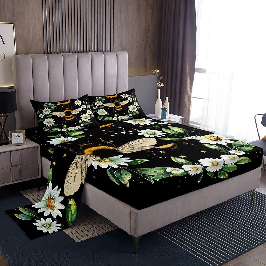 Halloween Ghost Bat Cartoon Pattern Sheet Four-Piece Bedroom Room Dormitory Bedding Decoration