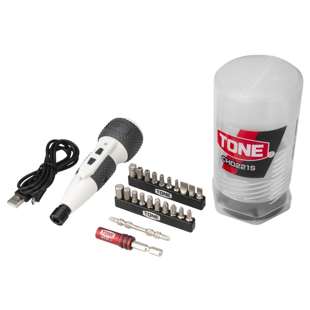 TONE Electric Screwdriver Bit Set Bit insertion 23 CHD221S type, 6.35mm (1/4"), 2.5N m, pieces, White.
