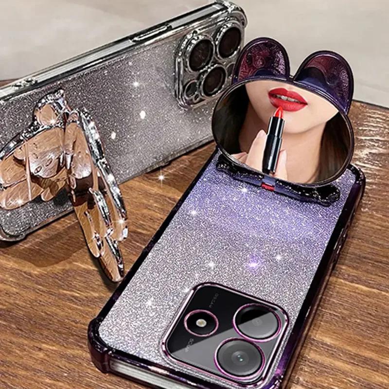 Модные браслеты Четырехугольный противоударный чехол для Magic 7 Lite 5 6 Pro Honor X9C X9B X9A X8C X7C Чехол для телефона с держателем-зеркалом для макияжа