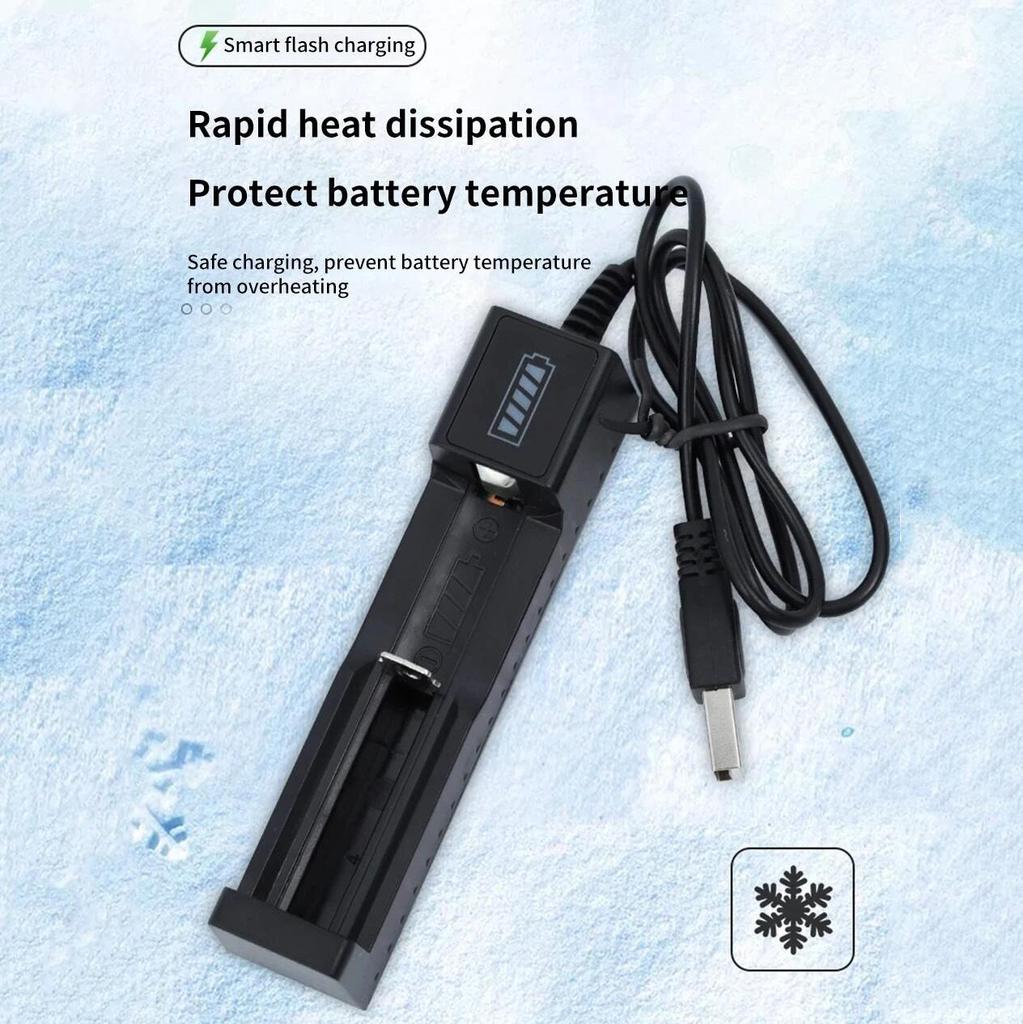 Зарядное устройство для литиевых батарей, 1 слот, 3,7 В, USB-зарядное устройство со световым индикатором, перезаряжаемая литиевая батарея для 16340, 14500, 18650, 26650