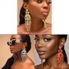 Water Diamond Flower Long Tassel Earrings For Women Fashion Statement Party Jewelry