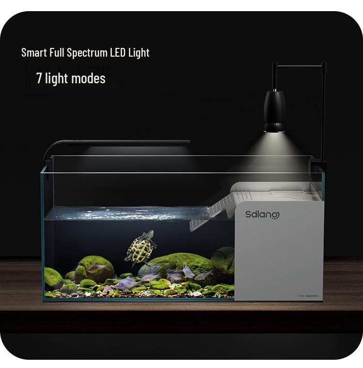 Turtle & Fish Breeding Tank Set with Basking Platform, Dry-Wet Separation, and Side Filter Eco Glass Tank