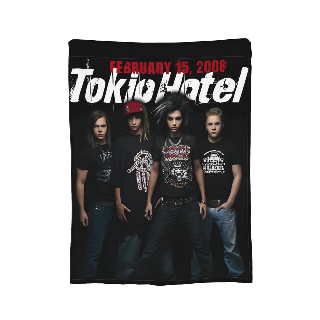 Номер 483 Tokio Hotel Фланелевое одеяло Рок-группа Тур Модное плед для кровати дивана диванчика 150*125см Плюшевое тонкое одеяло,