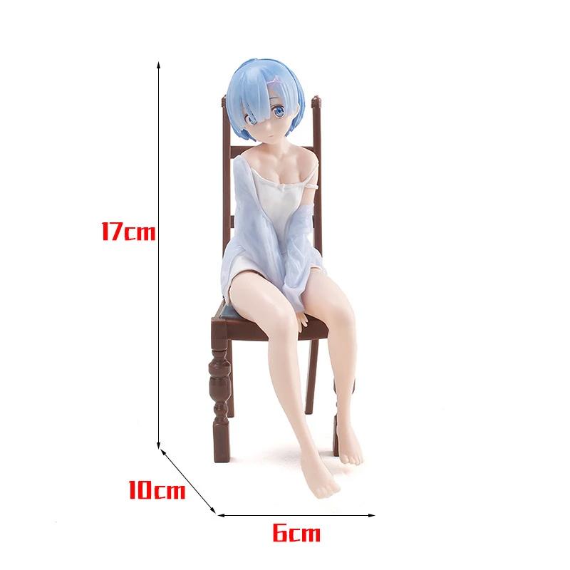 17cm Re Zero Rem Figure Sitting Chair PVC Anime Model For Collectible Desk Decoration Gift